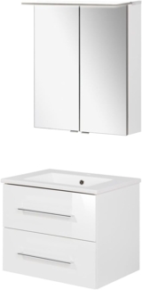 FACKELMANN B. PERFEKT Waschtisch Set mit Spiegelschrank 62 cm breit, Weiß, Waschbecken Keramik Weiß