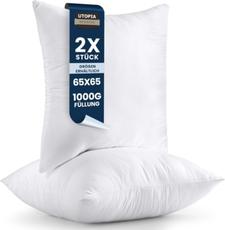 Utopia Bedding 2er Set Kissenfüllung 65x65 cm, Innenkissen Füllkissen Kopfkissen Sofakissen (Weiß)