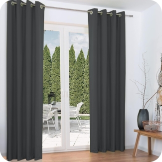 Beautissu Vorhang Amelie Luna, 2er Set Ösenschal thermo 140x245cm