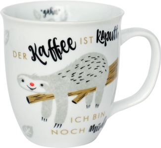 Sheepworld Tasse Faultier Tasse Der Kaffee ist kaputt, ich bin noch müde, Porzellan