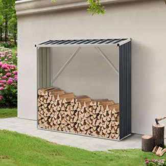 Feuerholzregal Kalmar 155x45x157cm aus Stahl Anthrazit [casa. pro]
