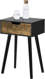 en.casa 'Östersund' Beistelltisch mit Schubladen, Holz, Schwarz / Dunkler Holzton, 60 x 40 x 30 cm