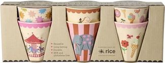 rice Kinderbecher Rice Melamin Becher 6er-SET Pink - Fun Fair Print 160ml, Melamin