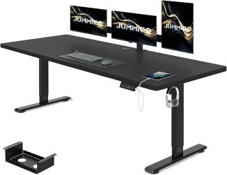 JUMMICO Höhenverstellbarer Schreibtisch 180x80 cm mit Kabelwanne, Höhenverstellbar Elektrisch Stehpult mit USB-Buchse, Computertisch, Ergonomischer Steh-Sitz Tisch, Bürotisch, Schwarz