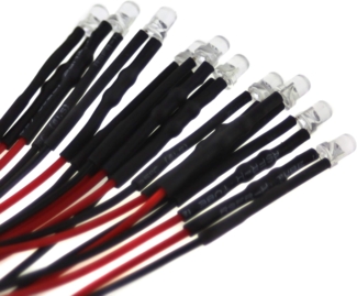 10x3 mm LED, 24Volt, Warmweiss (3000K); mit 20cm Anschlusskabel und integriertem Vorwiderstand