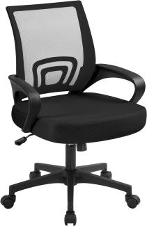 Yaheetech Bürostuhl ergonomischer Schreibtischstuhl Drehstuhl mit Rollen Chefsessel mit Mesh 360°drehbar Höhenverstellbar Wippfunktion für Büro Arbeitszimmer Schwarz