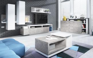 Wohnwand-Set Bota Anbauwand 5-teilig weiß beton colorado