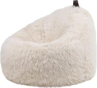 icon Sitzsack-Sessel Flauschig aus Kunstfell „Kokon“, Beige, Sitzsack Erwachsene mit Füllung, Indoor Sitzsack Kuschelig Groß mit Lehne