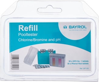 BAYROL 287125 Tabletten Nachfüllpackung für manuellen Pooltester pH/CloderpH/Br-2x30TablettenPhenolRedundDPDNo. 1-pH-WertundfreiesChloroderBrom