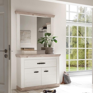 Lomadox Garderoben-Set FERNA-61, (Spar-Set, 2-St), Pinie weiß Nb. mit Pinie dunkel Nb. 107/201/45 cm