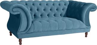 Ivette Sofa 2-Sitzer Samtvelours Petrol Buche Nussbaumfarben