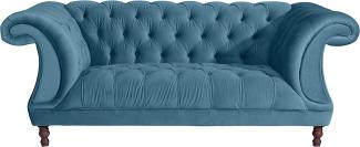 Ivette Sofa 2-Sitzer Samtvelours Petrol Buche Nussbaumfarben