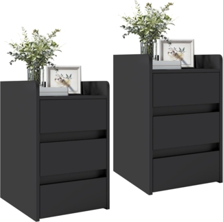 YITAHOME 2er-Set Nachttische mit 3 Schubladen, Moderner Nachttisch, Wasserfester Nachttisch mit Stauraum für Wohnzimmer und Schlafzimmer, 35 x 40 x 59 cm (Schwarz)