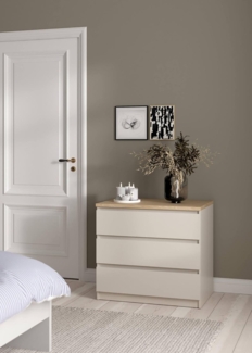 Dmora - Kommode Orani, Multifunktioneller Schrank mit 3 Schubladen, Elegante Kommode für das Schlafzimmer, 77x50 h70 cm, Beige