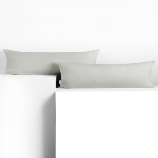 DecoKing 2 Kissenbezüge 20x120 cm Jersey 100% gekämmte Baumwolle Reißverschluss Silber Amber