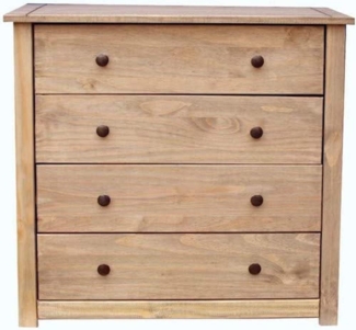 Home Discount Panama Aufbewahrungs Truhe 4 Schublade, Eiche Natur Wachs Finish massiv Schlafzimmer Möbel, Beige