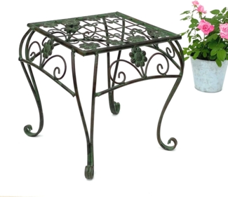 Blumenhocker Metall Grün Eckig 34 cm Blumenständer 96007 L Blumensäule Modern Pflanzenständer Pflanzenhocker Vintage