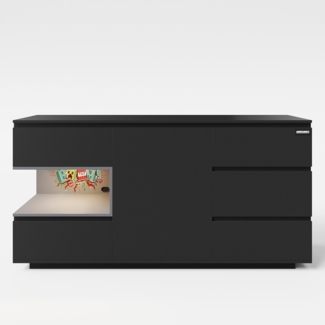 phoenix group AG Minecraft - Sideboard mit 5 Schubladen, 1 Tür und 1 Konsolenfach, Schwarze Carbon Optik