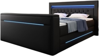 Boxspringbett Merkur mit TV Lift und RGB 200x200 Schwarz H4 (100kg+)