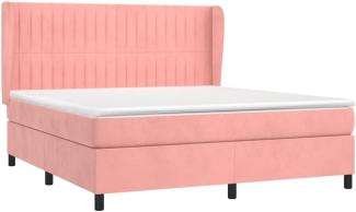 vidaXL Boxspringbett mit Matratze Rosa 180x200 cm Samt 3129350