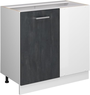 Vicco Eckschrank R-Line, Schwarz Beton/Weiß, 86 cm ohne Arbeitsplatte