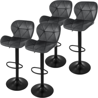 ML-DESIGN Barhocker Gepolsterter Barstuhl mit Rückenlehne und Fußstütze, 360° drehbar (4 St), Bistrohocker aus Samt, Grau, Drehstuhl Hocker Tresenhocker