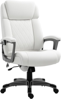 Vinsetto Massage-Bürostuhl 6-Punkt-Massage-Drehstuhl ergonomischer Stuhl Einstellbare aus Kunstleder mit gewölbter Kopfstütze und Armlehne Weiß 70 x 76,5 x 114-124 cm