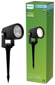 Philips Reuel Outdoor GardenLink Niedervolt-Spot, 24 V, 2700 K warmweißes Licht, 180 lm, Schwarz, Erweiterung, 1er Pack