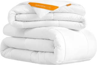 Songmics HOME Bettdecke, 2-in-1, 200x200 cm, 150 GSM Sommerdecke, 350 GSM Winterdecke, 500 GSM ganzjährige Decke, 4 Jahreszeiten, wolkenweiß