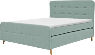 Selsey JUKOMA - Boxspringbett/Doppelbett mit Holzbeinen, Bonellfederkernmatratze und Topper (Mintgrün, 180x200 cm)