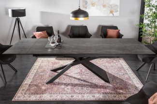 riess-ambiente Esstisch EUPHORIA 180-220-260cm grau / schwarz · Keramik-Platte · ausziehbar (Einzelartikel, 1-St), 3-Stufen für 8-12 Personen · Metall-Beine · Lava-Design · Industrial