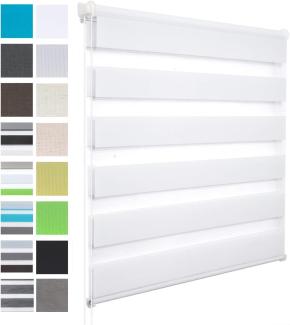 WOLTU Doppelrollo Klemmfix ohne Bohren Weiß 75x130 cm (BxH), Duo Rollo Zebrarollo Fensterrollo Klemmrollo Seitenzugrollo Easyfix lichtdurchlässig & verdunkelnd Rollos für Fenster und Tür