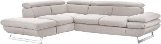 Mivano Ecksofa Prestige, Modernes Schlafsofa in L-Form mit Ottomane und Bettfunktion, Kopfstützen und Armlehne verstellbar, 265 x 74 x 223, Strukturstoff, beige