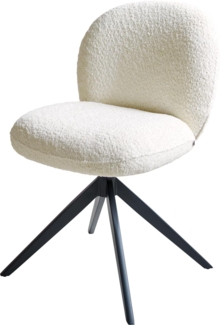 Drehstuhl Nube-Flex Bouclé Weiß Kreuzgestell breit Schwarz 360° drehbar Taschenfederkern