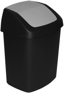 CURVER Abfalleimer mit Schwingdeckel 15 L in schwarz-grau, Plastik, 30. 6x24. 8x41. 8 cm