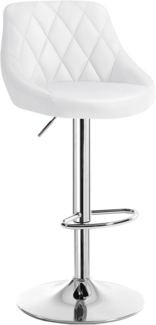 WOLTU BH23ws-1 1er Barhocker Barstuhl, leichte reinige Kunstleder, Gute gepolsterte Sitzfläche , Höhenverstellbar, 360° Drehbar, Farbwahl, in Weiss