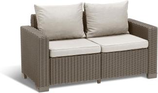 Allibert Lounge Sofa, Balkon, Lounge California Sofa in Cappuccino/Panama Sand, 141 x 68 x 72 cm, Lounge Sofa Rattan