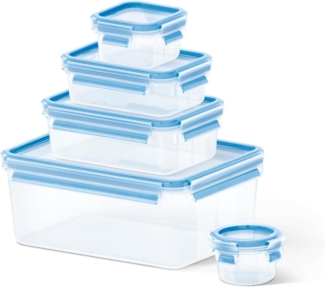 EMSA 'CLIP & CLOSE' Frischhaltedosen 5er- Set, Polypropylen Blau Transparent