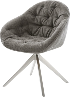 Drehstuhl Gaio-Flex Bouclé Soft Schlamm Kreuzgestell breit Edelstahl 360° drehbar Wippfunktion