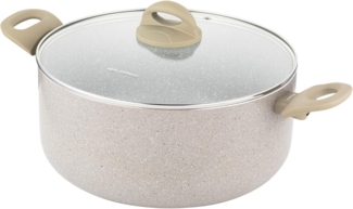 FLORINA Aluminiumtopf ISLA 7L I 28 cm I Aluminium Kochtopf mit Antihaftbeschichtung | Schnelles und gleichmäßiges Erhitzen | Soft-Touch-Griffe | Ästhetisches Design, Grau