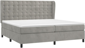 vidaXL Boxspringbett mit Matratze Hellgrau 200x200 cm Samt, Härtegrad: H2 [3129471]