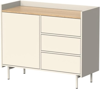 Vicco Kommode Creme 100 x 82 cm mit 3 Schubladen und 1 Tür, Velina