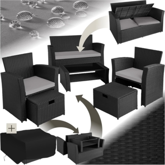 tectake Sitzgruppe Rattan Sitzgruppe, (Set, 6-tlg), für 4 bis 6 Personen