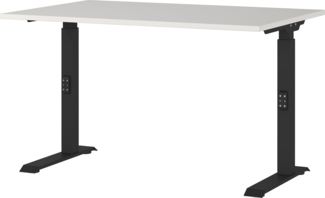 Germania Schreibtisch 7910-581, in Lichtgrau/Schwarz, me. höheneinst, 120 x 91 x 80 cm (BxHxT)