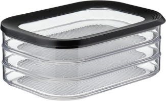 Mepal | Modula Aufschnittdose 3-lagig | 3x550 ml | schwarz | Kühlschrank Aufbewahrung für Wurst und Fleischwaren | 3 separate Behälter
