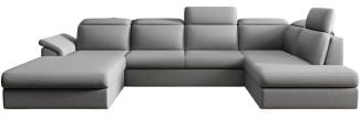 Designer Sofa Emiliano mit Schlaf- und Klappfunktion Stoff Grau Links