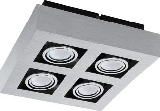 Eglo 91355 Aufbauleuchte LED LOKE 1 alu-gebürstet, chrom, schwarz, GU10 max. 4X5W