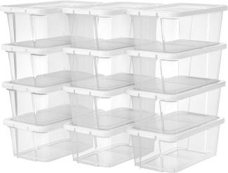 Songmics 12er Set Schuhboxen mit Deckel, Kunststoff Transparent, 35 x 20 x 12,5 cm