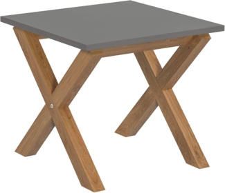 Amazon-Marke: Movian Rechteckig Beistelltisch mitteldichte Faserplatte, Natürliche Massive Eichenholz und Grau Tischplatte, 50 x 50 x 44.8 cm