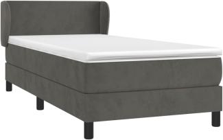 Einzelbett, Polsterbett mit Matratze Samt Dunkelgrau 100x200 cm